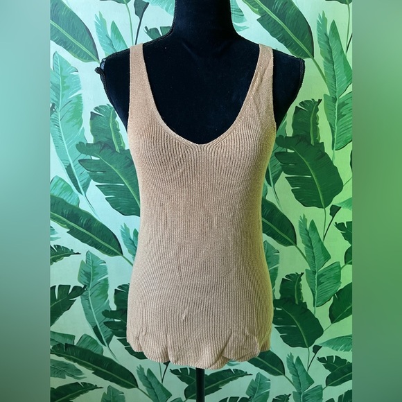 CJLA Tan Ribbed Knit Long Sweater Tank Size M - Picture 1 of 5